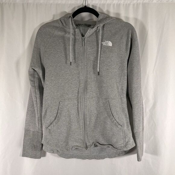 The North Face Tops - North Face Hoodie Women's Medium Grey Full Zip Drawstring Pockets Cotton Blend
